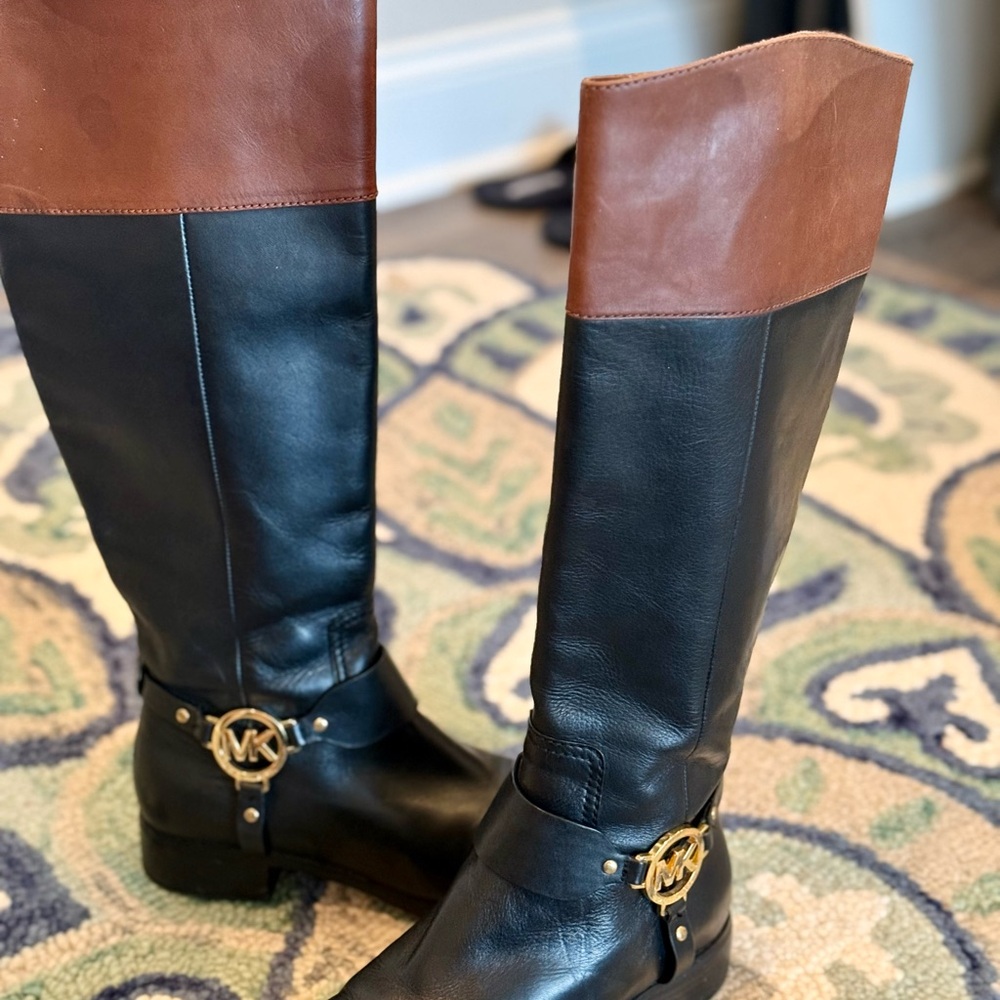 Michael Kors Two-Tone Black and Brown Boots